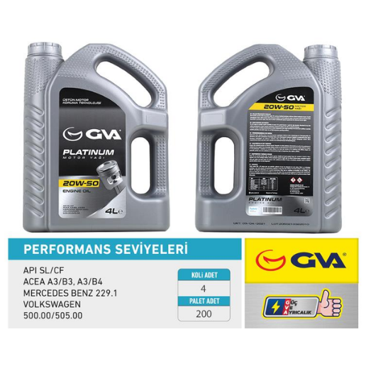 MOTOR YAĞI 20W50 PLATINUM 4 LT.
