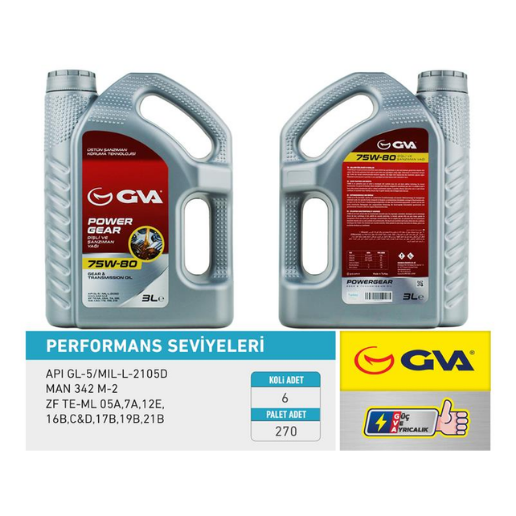 GVA DİŞLİ ve ŞANZIMAN YAĞI 75W80 3 LT.