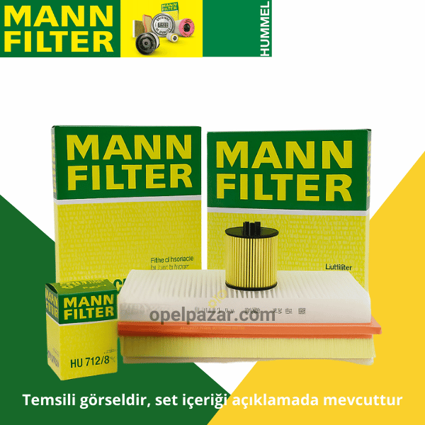 Opel Astra H 2004/2007 1.4 (Z14XEP) Benzinli Twinport Periyodik Bakım Filtre Seti Mann Marka