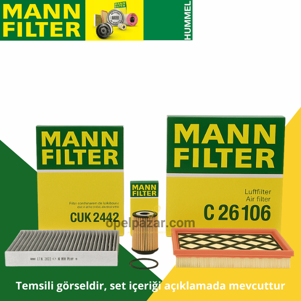 Opel Astra J 1.6 Benzinli Filtre Seti Mann Marka