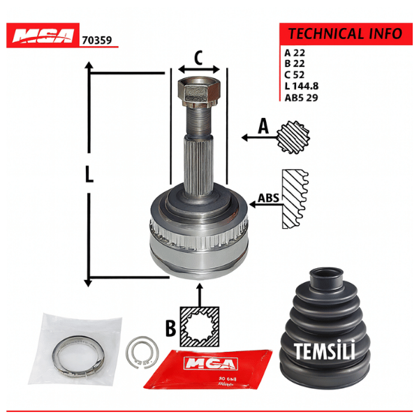 Opel Vectra B Dış Aks Kafası 1995 Sonrası MGA 70359
